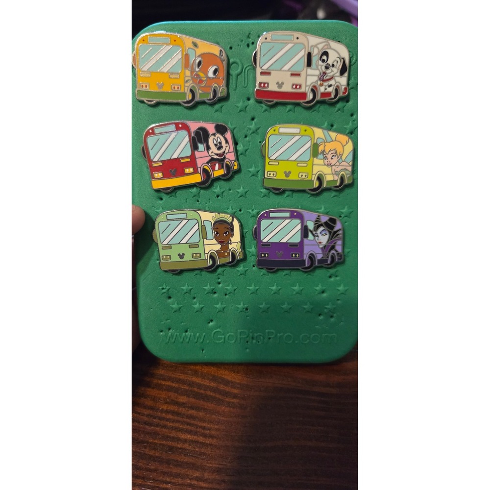 Disney Hidden Mickey Bus Series Pin Set Mickey Orange Bird Tiana Maleficent Set